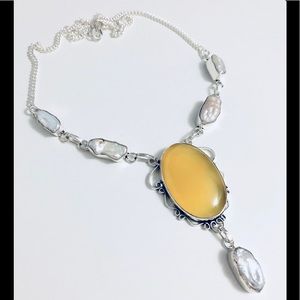 ✨🛍YELLOW AGATE AND PEARLS NECKLACE🎉🎁